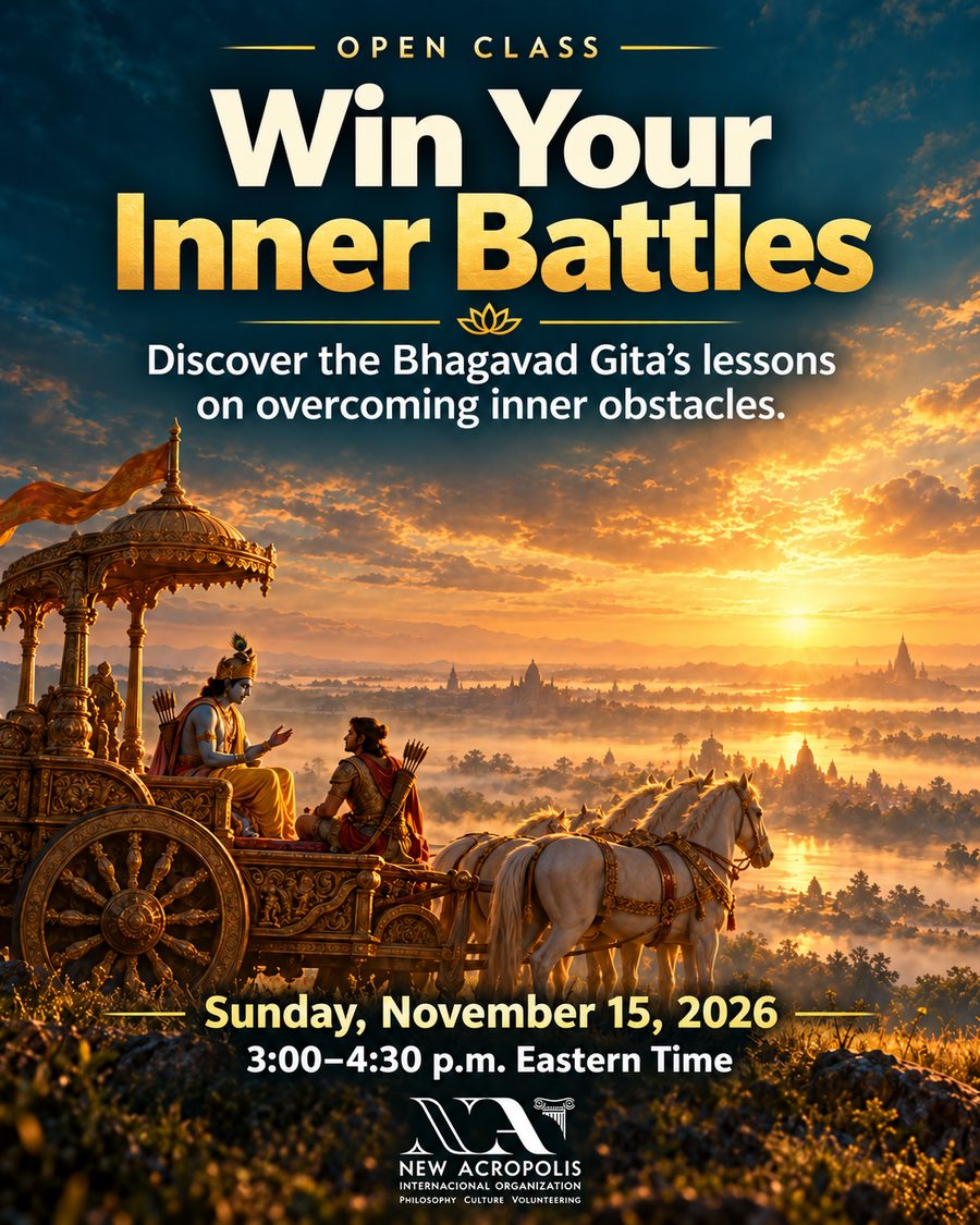 Open class poster: Win Your Inner Battles — the Bhagavad Gita, Sunday November 15, 2026, 3:00–4:30 p.m. Eastern Time